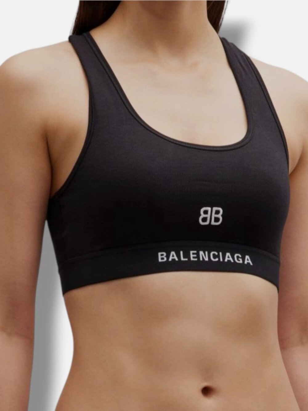 Balenciaga Women's Black Racerback Logo Sports Bra Size XS